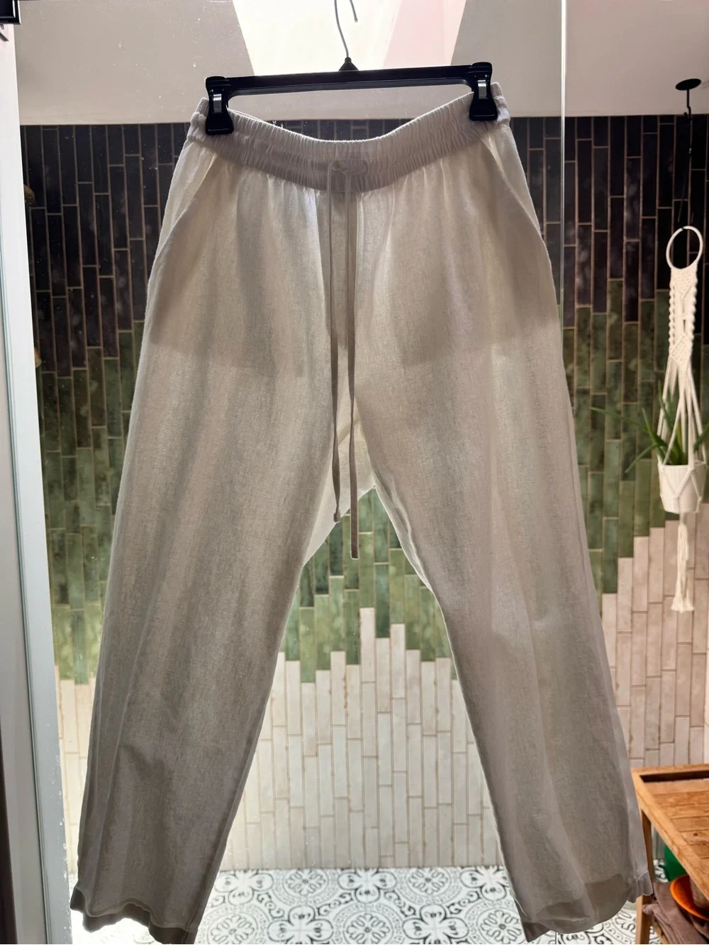 J. Crew white Linen-Blend Cropped Drawstring Pants